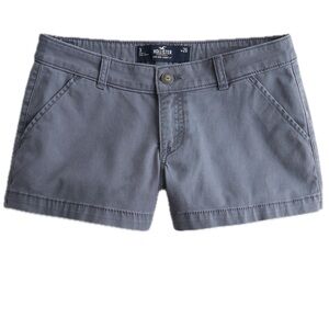 Hollister Greyish Blue Low-Rise Twill Shortie Shorts 13